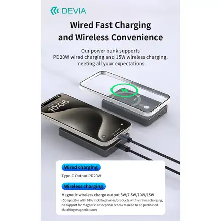 Devia powerbank Extreme Speed Series Mini Magnetic 10.000 mAh PD 20W-Space Gray