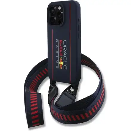 Red Bull Silicone Vertical Logo MagSafe Zadní Kryt + Crossbody popruh pro iPhone 16 Pro modrý