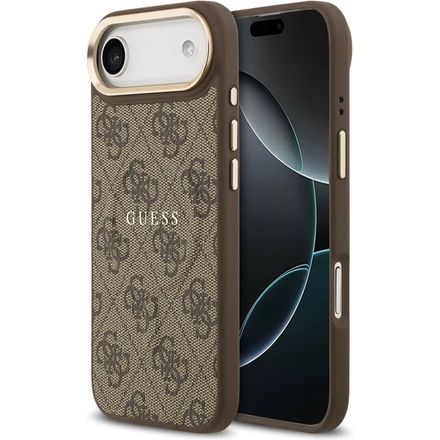Guess PU Leather 4G Gold Frame MagSafe kryt iPhone Air hnědý