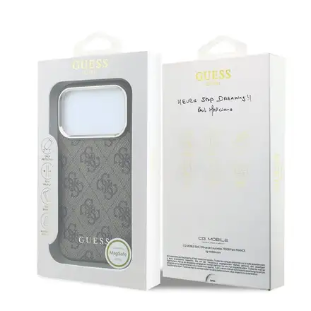 Guess PU Leather 4G Gold Frame MagSafe kryt iPhone 18 Pro hnědý