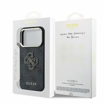 Guess PU 4G Resin Metal Logo kryt iPhone 18 Pro Max černý