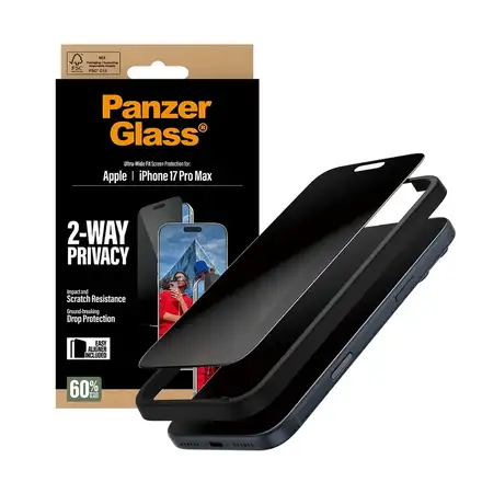 PanzerGlass ochranné sklo UWF 2-Way Privacy pro iPhone 17 Pro Max - Black Frame