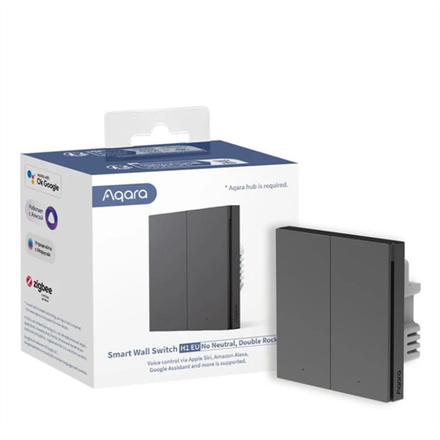 Aqara Smart Home Nástěnný dvojvypínač H1 bez Připojení neutrálního vodiče - šedá