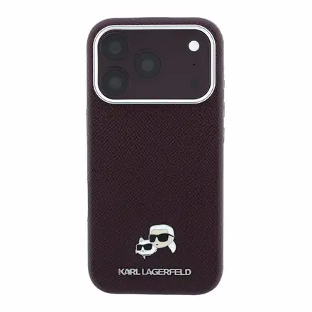 Karl Lagerfeld PU Grained Semi Wrap K&CH Heads Magsafe kryt iPhone 18 Pro Max tmavě červená