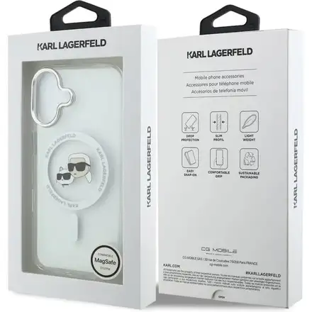 Karl Lagerfeld IML K&CH Heads Metal Frame MagSafe MagSafe kryt iPhone 17 průhledná