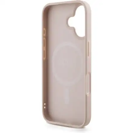 Guess PU Leather 4G Colored Ring Strap MagSafe kryt iPhone 16 růžový