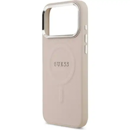 Guess PU Saffiano MagSafe kryt iPhone 17 Pro růžový