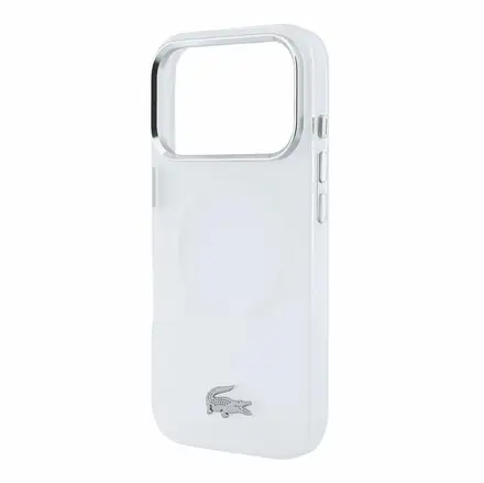 Lacoste IML Frosted Petit Pique Metal Logo MagSafe kryt iPhone 18 Pro průhledný