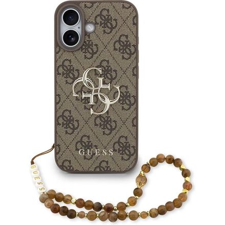 Guess PU 4G Metal Logo Strap kryt iPhone 17 hnědý