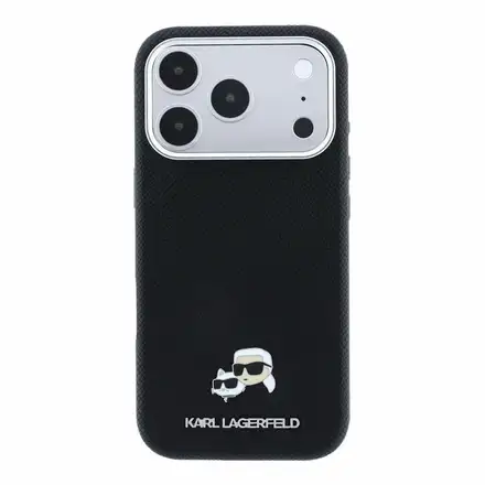 Karl Lagerfeld PU Grained Semi Wrap K&CH Heads Magsafe kryt iPhone 18 Pro Max černý