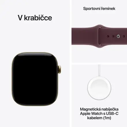 Apple Watch Series 12 GPS + Cellular 46mm Radiant Gold Titanium Case with Burgundy Sport Band - M/L