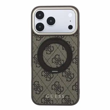 Guess PU 4G Ring Stand MagSafe kryt iPhone 18 Pro Max hnědý