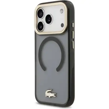 Lacoste PC/TPU Frosted Finish Gold Logo MagSafe kryt iPhone 17 Pro černý