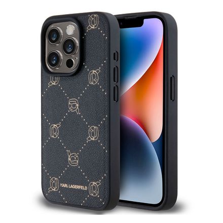 Karl Lagerfeld PU Karl Heads Pattern Magsafe kryt iPhone 15 Pro Max černý