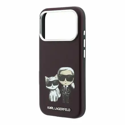 Karl Lagerfeld PU Semi Wrap Smooth Sketch Bodies Magsafe kryt iPhone 18 Pro Max tmavě červená