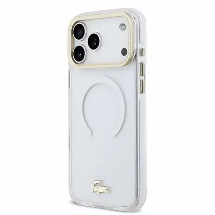 Lacoste PC/TPU Frosted Finish Gold Logo MagSafe kryt iPhone 18 Pro průhledný