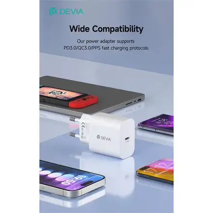 Devia síťová nabíječka Smart Series PD 30W with USB-C Cable - White