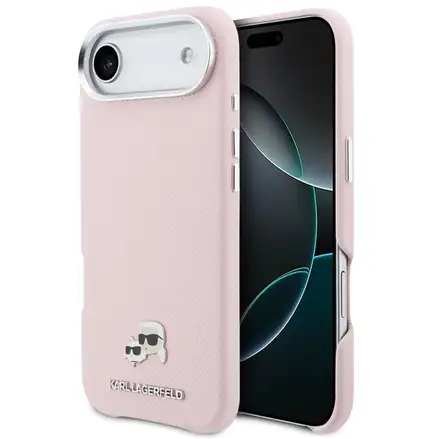 Karl Lagerfeld PU Karl and Choupette Heads Pins MagSafe kryt iPhone Air růžový