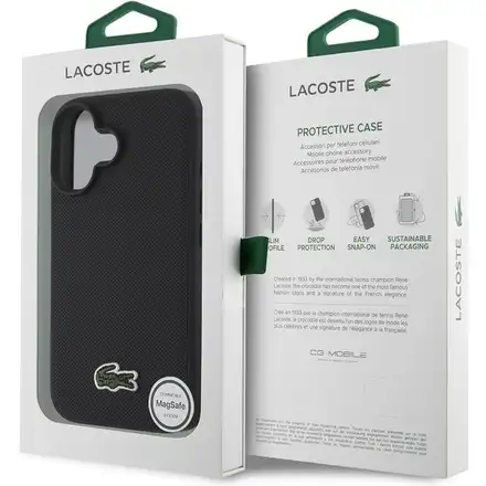 Lacoste Iconic Petit Pique Logo MagSafe kryt iPhone 16 Plus černý