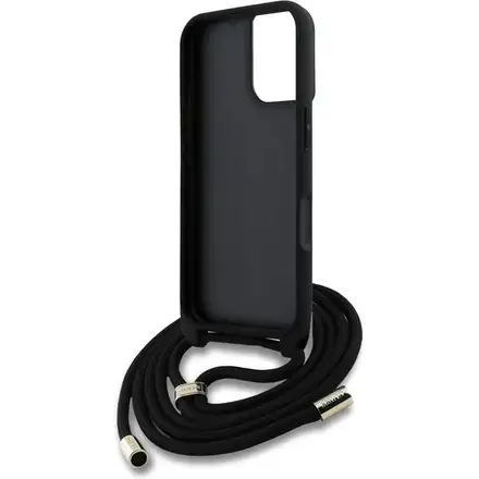 Guess PU 4G Metal Logo Crossbody Popruh kryt iPhone 16 růžový