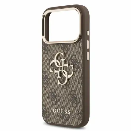 Guess PU 4G Metal Logo Strap kryt iPhone 18 Pro hnědý