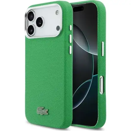 Lacoste Iconic Petit Pique Metal Logo MagSafe kryt iPhone 17 Pro Max zelený