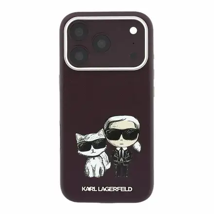Karl Lagerfeld PU Semi Wrap Smooth Sketch Bodies Magsafe kryt iPhone 18 Pro Max tmavě červená