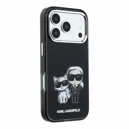 Karl Lagerfeld PU Semi Wrap Smooth Sketch Bodies Magsafe kryt iPhone 18 Pro Max černá