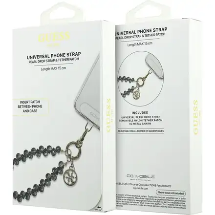 Guess Univerzální Popruh na Ruku Crystals 4G Charm černý