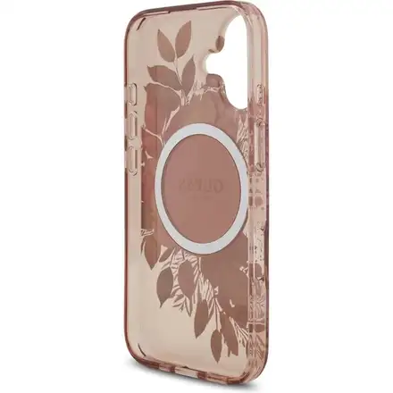 Guess IML Flowers Strap MagSafe kryt iPhone 17 růžový
