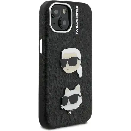 Karl Lagerfeld Grained PU K&CH Heads kryt iPhone 15 černý