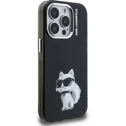 Karl Lagerfeld IML Aquarelle Choupette kryt iPhone 15 Pro Max černý
