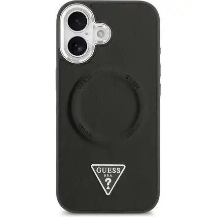 Guess PU Leather Triangle Logo MagSafe kryt iPhone 17 černý