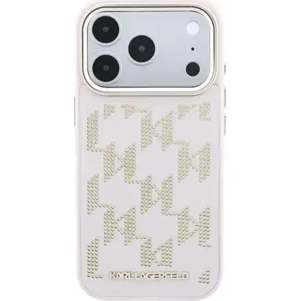 Karl Lagerfeld PU Perforated Monogram MagSafe MagSafe kryt iPhone 17 Pro růžový