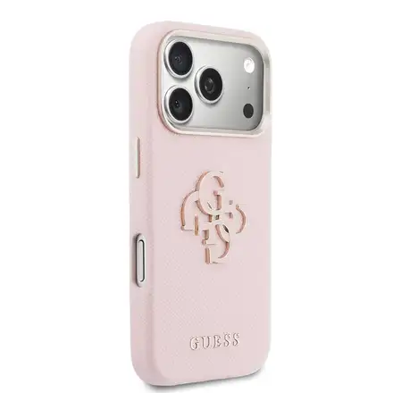 Guess PU Resin Logo kryt iPhone 17 Pro růžový