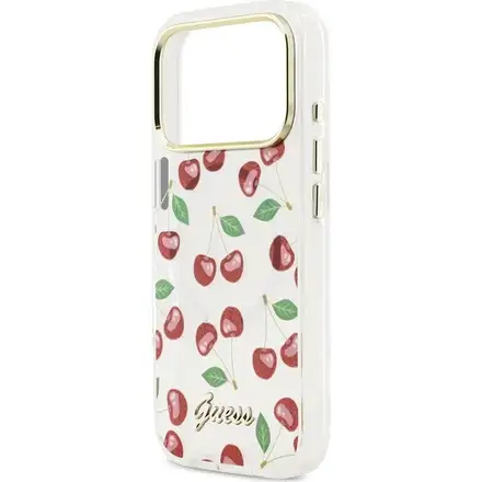Guess IML Glitter Cherry MagSafe kryt iPhone 17 Pro bílý