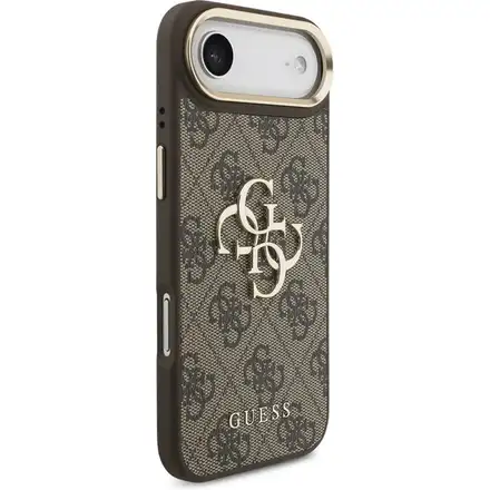 Guess PU Leather 4G Metal Logo Gold Frame kryt iPhone Air hnědý