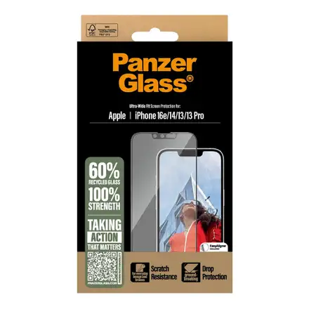 PanzerGlass ochranné sklo UWF pro iPhone 16e/14/13/13 Pro - Black Frame