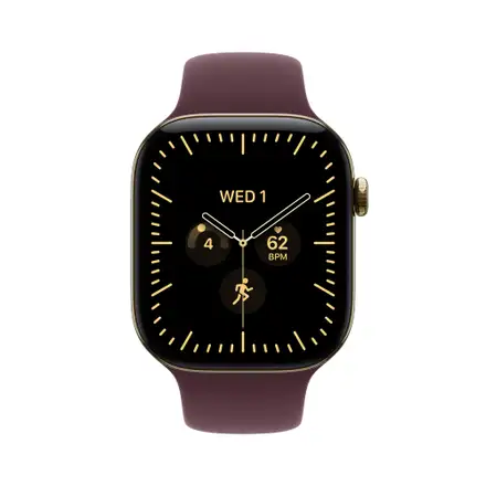 Apple Watch Series 12 GPS + Cellular 42mm Radiant Gold Titanium Case with Burgundy Sport Band - M/L