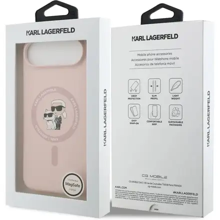 Karl Lagerfeld Liquid Silicone Karl and Choupette MagSafe kryt iPhone Air růžový
