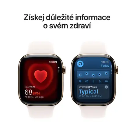 Apple Watch Series 11 GPS + Cellular 46mm Zlatý titan se světle ruměným sportovním řemínkem - S/M