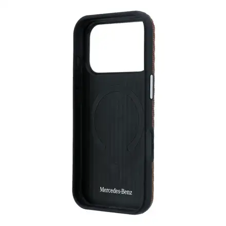 Mercedes PU Leather Wood Semi Wrap MagSafe Kryt pro iPhone 17 Pro Max hnědý