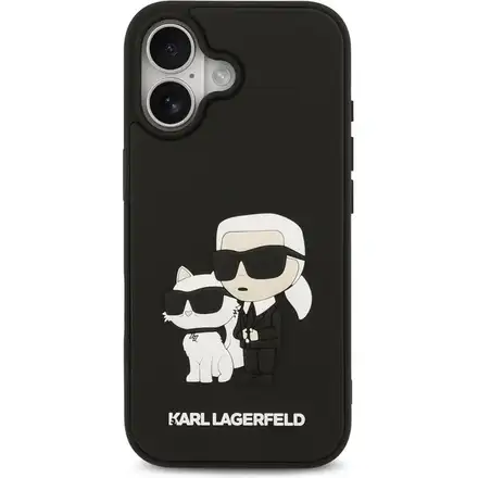 Karl Lagerfeld 3D Rubber Karl and Choupette kryt iPhone 17 černý