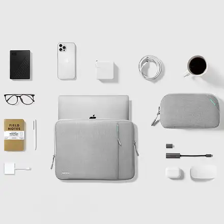 Tomtoc pouzdro Recycled Sleeve with Pouch pro Macbook Pro 14" M1/M2/M3-Gray