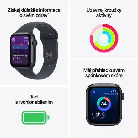 Apple Watch SE 3 GPS 40mm Temně inkoustový hliník s temně inkoustovým sportovním řemínkem - S/M