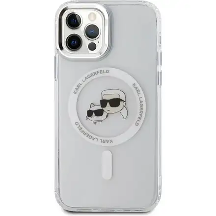 Karl Lagerfeld IML K&CH Heads Metal Frame MagSafe kryt iPhone 12/12 Pro průhledný