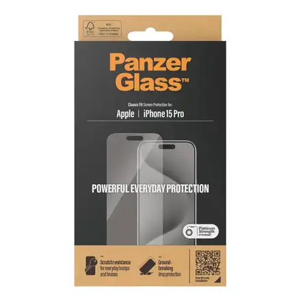 PanzerGlass ochranné sklo Classic Fit pro iPhone 15 Pro-Clear