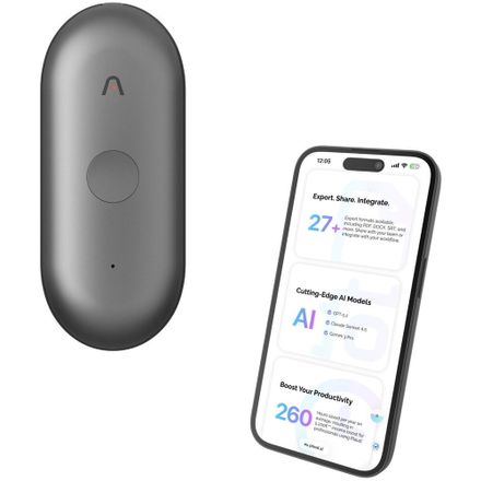 PLAUD Note Pin S Black - AI hlasový záznamník + náramek a šňůrka na krk