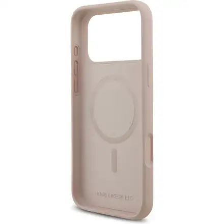 Karl Lagerfeld Liquid Silicone Double Heads MagSafe kryt iPhone 17 Pro růžový