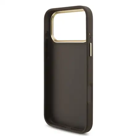 Guess PU Leather 4G Metal Logo Gold Frame kryt iPhone 18 Pro Max hnědý